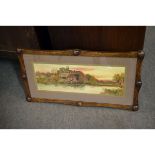 After J Clifford, set of four coloured prints, River scenes, 18 x 50cms, in stylised oak frames, (