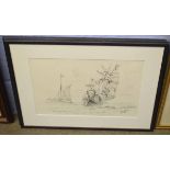 Kenneth Grant, signed pair of pencil drawings, "Coal to Sheringham" and "Taking on the pilot -
