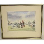 Kenneth Johnson, signed watercolour, "Norwich Union Coach (Grand Ring, Suffolk Show 1991", 21 x