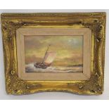 James J Allen, signed oil on board, "Sailing off the East Coast", 12 x 17cms