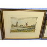 William Edward Mayes, indistinctly signed watercolour, Wherry passing a mill, 22 x 32cms