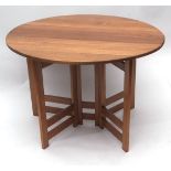 Arts & Crafts light oak gateleg dining table in the manner of Gordon Russell, top with oval drop