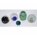 19th century heavy dump glass paperweight, together with four further Caithness paperweights (5)