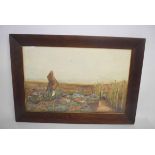 A Douglas, signed watercolour, Lady wearing a shawl in Irish landscape, 46 x 71cms