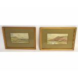 C N Rowe, signed pair of watercolours, Moorland scenes, 14 x 24cms (2)