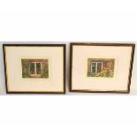 Simon Bull, signed in pencil to margin, two coloured etchings, "Hollyhock Cottage (92/250)" and "