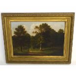 Attributed to Edward Littlewood, oil on canvas, Deer in woodland, 34 x 50cms