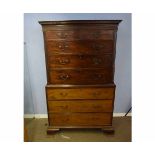 Late 18th/early19th century chest on chest fitted with eight drawers, height 185cm,