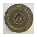 Eastern circular wall plaque or Benares table top, 74cm diameter