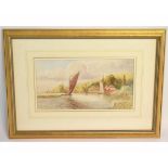 V Allan, signed pair of watercolours, Broadland views, 20 x 37cms (2)