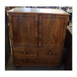 19th century mahogany small proportioned linen press (made from period timbers), with cupboard doors