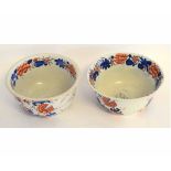 Pair of Mason's Ironstone circular finger bowls decorated in rust and blue colours, each 17cms diam