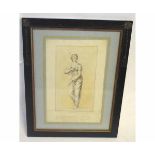 18th century Old Master drawing, Study of a female classical figure, 25 x 14cms