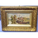 Alfred W Darby, signed pair of oils on board, Norfolk River views, 14 x 26cms (2)
