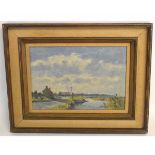 Martin Walton, signed and dated 63, oil on board, Norfolk scene, 27 x 39cms (in Edward Seago frame)