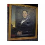 Unsigned oil on canvas, half-length portrait of a seated gent, 70 x 60cms