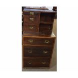Campaign style student's desk, (made from period timbers), the top fitted with three drawers with