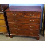 Georgian mahogany straight fronted two-over-three full width drawer chest with brass swan neck