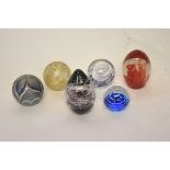 Group of six assorted paperweights to include a Venetian example, two Okra examples and three others