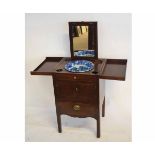 Georgian mahogany night cupboard with hinged lid and pull out mirror with fitted bowl and two
