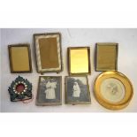 Small box containing various sized silver plated easel backed photo frames together with a further