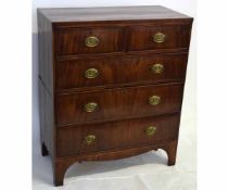 19th century mahogany straight fronted two over three full width drawer chest raised on bracket feet