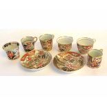 Group of late 18th century/early 19th century English porcelain Imari ware style cups and saucers