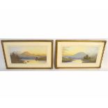 J Maurice Hosking, signed pair of gouache, Lakeland scenes, 24 x 49cms (2)