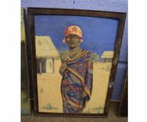 Mabel L Dyson, signed and dated 1932, gouache on board, African girl 35 x 24cms
