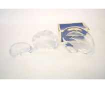 Three pieces of Swedish lead crystal glass designed by Mats Jonasson, the pieces variously