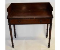 Georgian mahogany wash stand with galleried back and satinwood inlay, fitted with single drawer