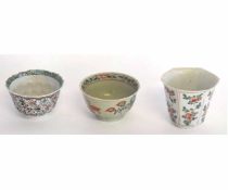 Collection of three Chinese famille vert bowls, all 18th century, largest 7cms (3)