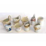 Collection of late 18th century English porcelain jugs including Newhall and Chamberlain's