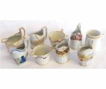 Collection of late 18th century English porcelain jugs including Newhall and Chamberlain's