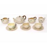 Belleek Porcelain second period Shamrock design part tea set comprising