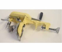 Boxed vintage bench mounted apple peeler