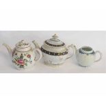 Collection of three English porcelain tea pots including a Bow example, decorated with floral sprays