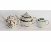 Collection of three English porcelain tea pots including a Bow example, decorated with floral sprays