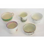 Group of five English porcelain coffee cups and tea bowls including Worcester examples, largest 7cms