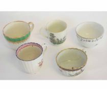 Group of five English porcelain coffee cups and tea bowls including Worcester examples, largest 7cms