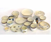 Collection of primarily English porcelain cups and saucers, all late 18th century, together with a