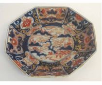 Japanese porcelain octagonal bowl, decorated in Imari style, 21cms diam