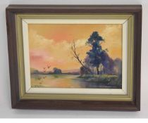 James J Allen, signed oil on board, Mallard alighting, 14 x 19cms