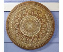 Fine Anglo-Indian circular table top, inlaid in boxwood and ivory, with a label to the underside "