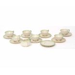 Belleek Porcelain second period Neptune part tea set with shell moulded cups and saucers