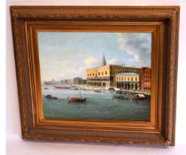 K C, initialled modern oil, Venice, 50 x 60cms