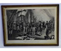 After Thomas Davidson, black and white print, "Nelson's Last Signal at Trafalgar", 40 x 62cms