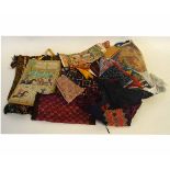 Bag containing mixed bunting, scarves, bags from around the world