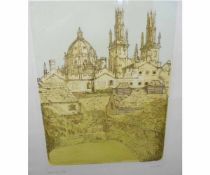 Richard Beer, signed in pencil to margin, limited edition (29/150) coloured etching, "Oxford