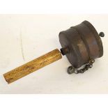 Vintage Buddhist type prayer wheel with scroll (a/f), 20cms tall